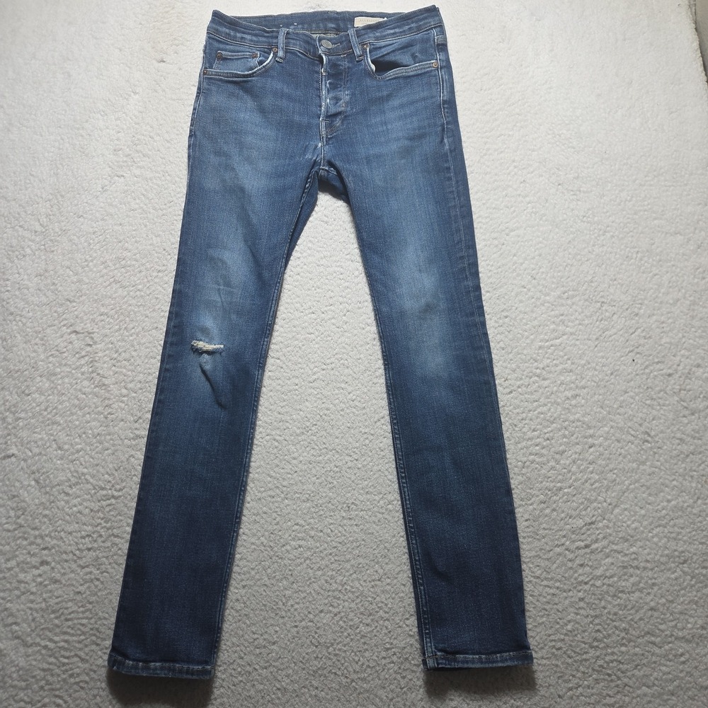 All Saints Women Cigarette Jeans size 30 Blue Skinny Stretch Denim Button Fly